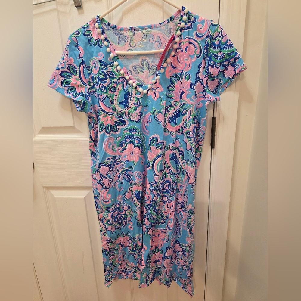 Lilly Pulitzer Blue and Pink Paisley Midi Dress
